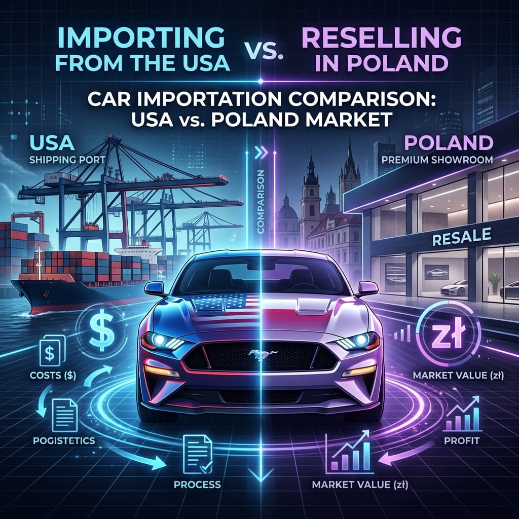 Import auta z USA vs Odsprzedaż w Polsce: Kalkulacja opłacalności, pułapki i szanse